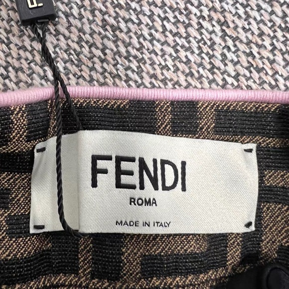 Authentic Fendi Women's Black and Brown Logo High Waist Shorts - Picture 3 of 4